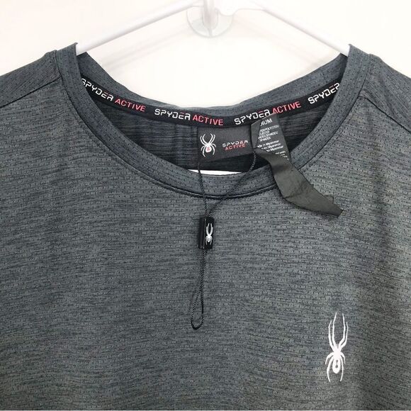 Spyder Active Gray Performance Athletic Short Sleeve Shirt- New Without Tags - Picture 2 of 10